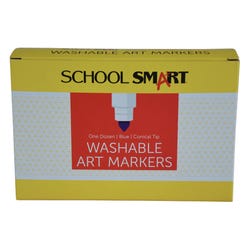 School Smart Washable Art Markers, Conical Tip, Blue, Pack of 12 2002981