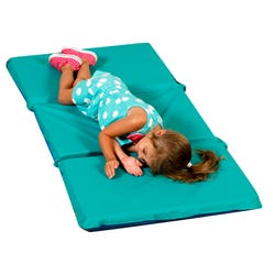 Image for Angeles 3-Fold Nap Mat 2 Inch, 48 x 24 x 2 Inches, Blue/Teal, Pack of 5 from School Specialty