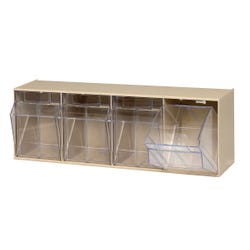 Image for Quantum Clear Tip Out 4-Compartment Storage Bin, 6-5/8 x 23-5/8 x 8-1/8 Inches from School Specialty