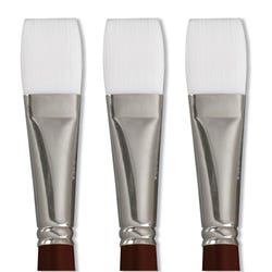 Image for Sax Optimium White Taklon Brushes, Brights Type, Long Handle, Size 12, Pack of 3 from School Specialty