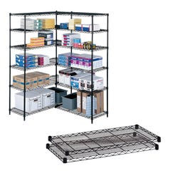 Safco Adjustable Wire Shelving, 36 x 18 Inches, 1250 lb, Black, Pack of 2, Item Number 1081110
