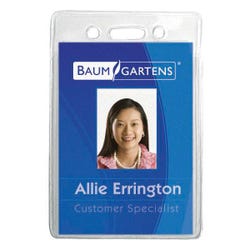 Image for Baumgartens Sicurix Vertical ID Badge Holder, 3-3/8 X 2-3/8 in, Vinyl, Clear, Pack of 12 from School Specialty