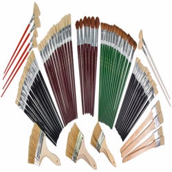 Image for Sax Jumbo White, Yellow, and Goat Hair Bristle Paint Brushes, Assorted Sizes, Set of 72 from School Specialty