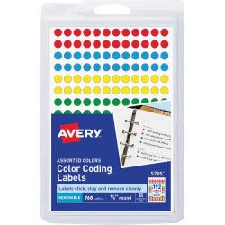 Image for Avery Removable Color Coding Label, 1/4 Inch, Assorted Colors, Pack of 768 from School Specialty