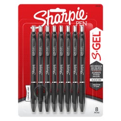Sharpie S-Gel, Gel Pens, Medium Point, 0.7mm, Black, Pack of 8, Item Number 2090623