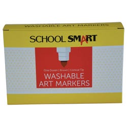 School Smart Washable Art Markers, Conical Tip, Brown, Pack of 12 Item Number 2002979