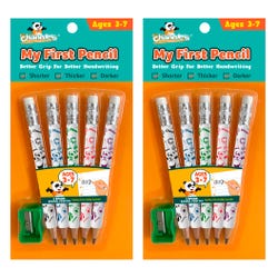 Channie's My First Pencil, Jumbo Barrel Presharpened Wooden 2B, White, Set of 10 Pencils 2126270
