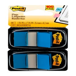 Image for Post-it Flags in Dispenser, 1-3/4 x 1 Inch, Blue, 50 Flags per Dispenser, 2 Dispensers, Pack of 100 from School Specialty