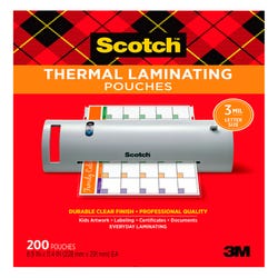 Image for Scotch Thermal Laminating Pouch, 8-9/10 x 11-2/5 Inches, 3 mil Thick, Pack of 200 from School Specialty