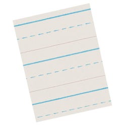 Image for School Smart Red & Blue Newsprint Paper, 1/2 Inch Long Way Ruled, 11 x 8-1/2 Inches, 500 Sheets from School Specialty