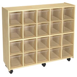 Image for Childcraft Mobile Cubby Unit with Locking Casters, 20 Clear Trays, 47-3/4 x 14-1/4 x 30 Inches from School Specialty