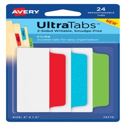 Image for Avery Repositionable UltraTabs, 3 x 1-1/2 Inches, Assorted Primary Colors, Pack of 24 from School Specialty