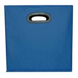 Image for School Smart Foldable Storage Bin Fabric Cube, 12 Inch, Blue/Black from School Specialty