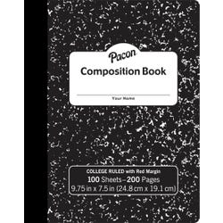 Image for Pacon Composition Book, Black Marble, 9/32 Inch ruled with margin 9-3/4 x 7-1/2 Inches, 100 Sheets from School Specialty