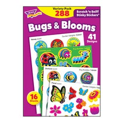Trend Enterprises Bugs and Blooms Scratch 'N Sniff Stinky Stickers, 41 Designs, 4 Scents, Pack of 288, Item Number 1597424