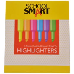 Image for School Smart Tank Style Highlighters, Chisel Tip, Assorted Colors, Pack of 6 from School Specialty