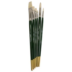 Image for Sax Olympia Interlocked Hog Hair Bristle Long Handle Paint Brushes, Assorted Sizes, Set of 6 from School Specialty