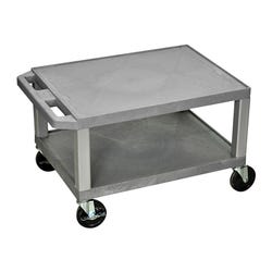 Image for Luxor 2-Shelf Tuffy Cart With Power, Gray Shelves, Nickel Legs, 24 x 18 x 16 Inches from School Specialty