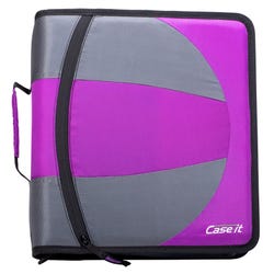 Image for Case·it Dual Ring Zipper Binder, D-Ring, 1-1/2 Inches, Deep Purple from School Specialty