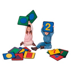 Image for Carpets for Kids KID$Value PLUS Shapes and Numbers Seating Carpet, Squares, 12 x 12 Inches, Set of 20, Multicolored from School Specialty