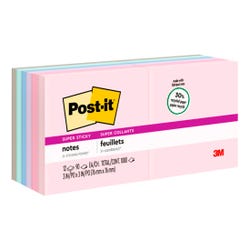 Image for Post-it Super Sticky Recycled Paper Notes, 3 x 3 Inches, Wanderlust Pastels Colors, Pad of 90 Sheets, Pack of 12 from School Specialty