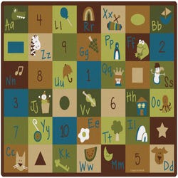 Carpets for Kids Learning Block Carpet, 5 Feet 10 Inches x 8 Feet 4 Inches, Rectangle, Nature Colors, Brown, Item Number 1468366
