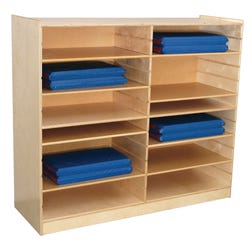 Wood Designs Wheeled Nap Storage Center with Casters, 12 Shelves for 2-Inch Mats, 53 x 18 x 54 Inches, Item Number 086159