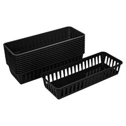 Image for Storex Supply Baskets, 10-1/3 x 2-2/5 x 2-1/3 Inches, Black, Pack of 12 from School Specialty