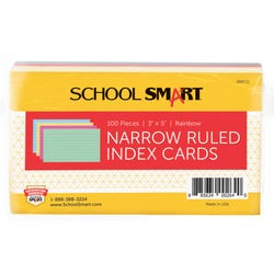 School Smart Ruled Index Cards, 3 x 5 Inches, Assorted Colors, Pack of 100 088711