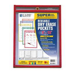 Image for C-Line Dry Erase Reusable Pockets, Assorted Colors, 9 x 12 Inches, Pack of 25 from School Specialty