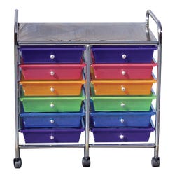 Mobile Organizer, 12 Drawers, 25 x 26 x 15-1/4 Inches, Multiple Colors, Item Number 335905