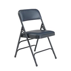 National Public Seating 1300 Premium Upholstered Folding Chair, Vinyl, Midnight Blue, Set of 4, Item Number 2051301