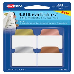 Image for Avery Repositionable UltraTabs, 1 x 1-1/2 Inches, Assorted Metallic, Pack of 40 from School Specialty