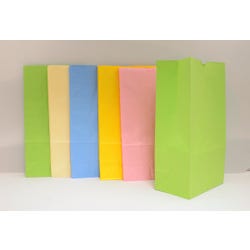 Image for School Smart Flat Bottom Paper Bag, 6 x 11 Inches, Assorted Pastel Color, Pack of 28 from School Specialty