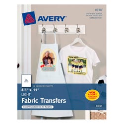 Image for Avery Inkjet Iron On Transfer for Light Fabric, 8-1/2 x 11 Inches, White, Pack of 18 from School Specialty