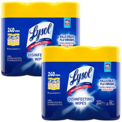 Image for Lysol Disinfecting Wipes, Lemon and Lime Blossom Scent, Case of 2 Packs of 240 Count Wipes from School Specialty