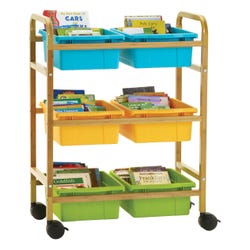 Image for Copernicus Small Bamboo Book Browser Cart with Vibrant Cool Tub Combo, 28 x 16 x 37-1/2 Inches from School Specialty