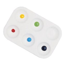 Image for School Smart Paint Palette Tray with 6 Wells, 3-1/2 x 5-1/4 Inches, White, Pack of 12 from School Specialty