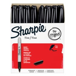 Image for Sharpie Fine Permanent Markers, Black, Pack of 36 from School Specialty