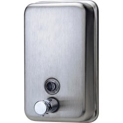 Image for Genuine Joe Soap Dispenser, 31.5 oz, 4-9/10 in H X 2-4/5 in W X 8-1/5 in D, Stainless Steel from School Specialty