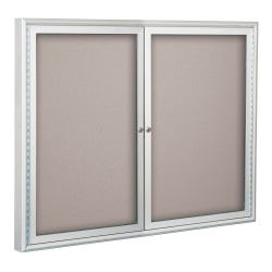 MooreCo Outdoor Enclosed Bulletin Board, Silver Trim, 2 Doors 4000609