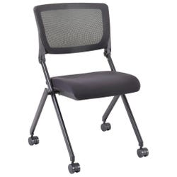 Image for Lorell Mesh Back Nesting Chair, Casters, 20-1/4 x 22-7/8 x 35-3/8 Inches, Black, Carton of 2 from School Specialty