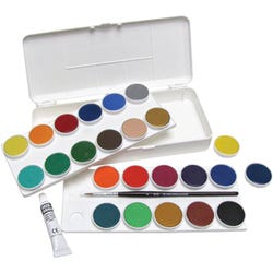Grumbacher Non-Toxic Watercolor Paint Set with Brush and 7.5 ml Tube of Chinese White, 24 Assorted Opaque Colors Item Number 404485