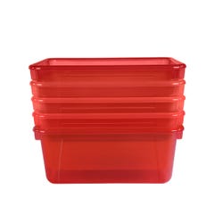 Image for School Smart Storage Tray, 7-7/8 x 12-1/4 x 5-3/8 Inches, Translucent Red, Pack of 5 from School Specialty