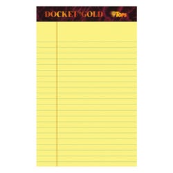 Image for TOPS Docket Gold Legal Pad, 5 x 8 Inches, Narrow Ruled, Canary, 50 Sheets, Pack of 12 from School Specialty
