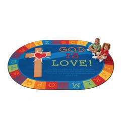 Carpets for Kids KID$Value PLUS God Is Love Learning Rug, 6 x 9 Feet, Oval, Multicolored, Item Number 1368632