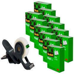 Image for Scotch Clip Tape Dispenser with 12 Rolls of 3/4 x 350 Inch Tape from School Specialty
