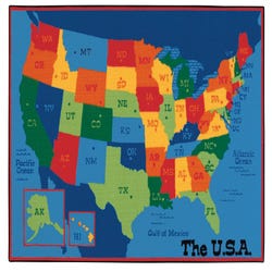 Carpets for Kids KID$Value PLUS USA Map Carpet, 8 x 12 Feet, Rectangle, Multicolored, Item Number 1549762