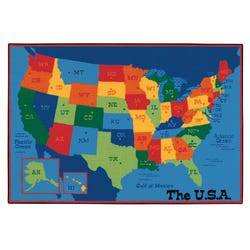 Image for Carpets for Kids KID$Value PLUS USA Map Carpet, 8 x 12 Feet, Rectangle, Multicolored from School Specialty