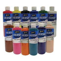 Sax Versatemp Liquid Tempera Paint, 1 Pint Bottles, Assorted Colors, Set of 12 Item Number 1587651